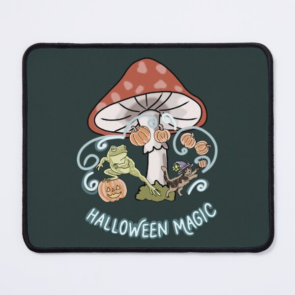 Item preview, Frog and Cat Halloween Magic Mushroom Cottagecore designed and sold by LeshanArt.