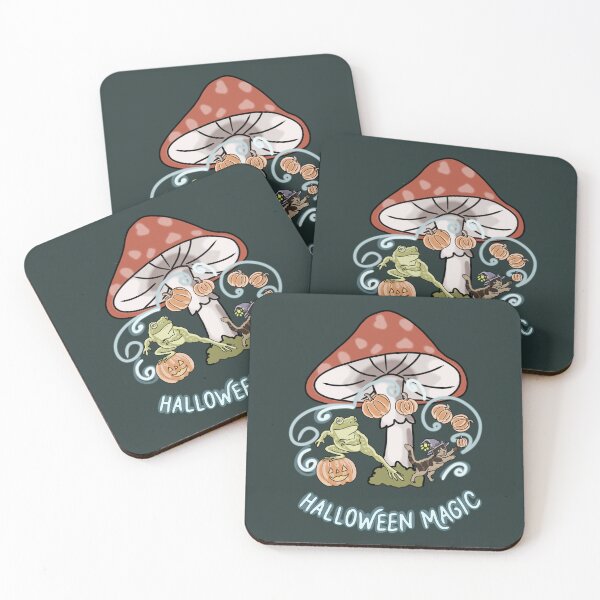 Item preview, Frog and Cat Halloween Magic Mushroom Cottagecore designed and sold by LeshanArt.