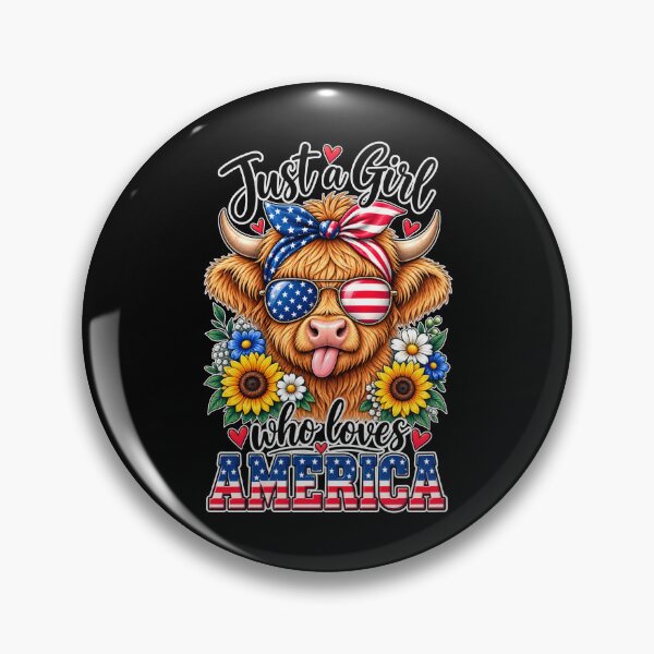 Item preview, Just a Girl Who Loves America Highland Cow designed and sold by WOWART69.