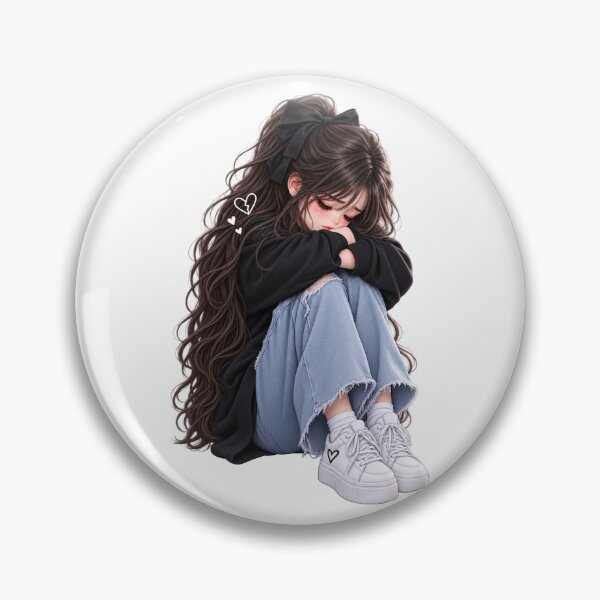 Item preview, Sad Girl Broken Heart Sticker | Lonely Emotional Girl Aesthetic | Heartbreak Love Art PNG designed and sold by Ishratparween11.