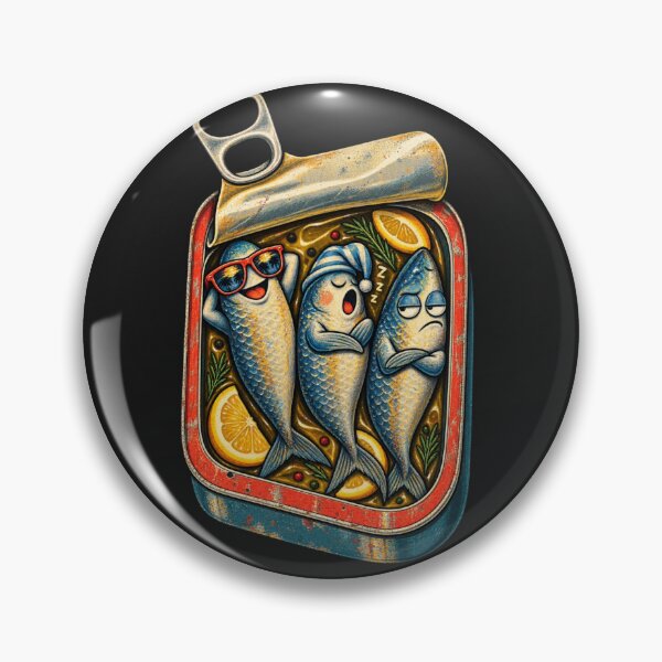 Item preview, Funny Sardines in a Tin – Retro Vintage Fish Cartoon designed and sold by Louliloulita.