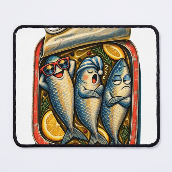 Item preview, Funny Sardines in a Tin – Retro Vintage Fish Cartoon designed and sold by Louliloulita.