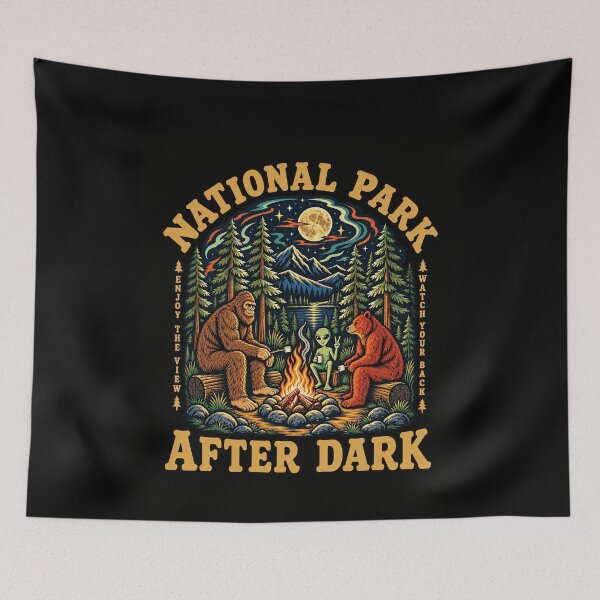 Item preview, Watch Your Back After Dark National Park Campfire designed and sold by elderberry.
