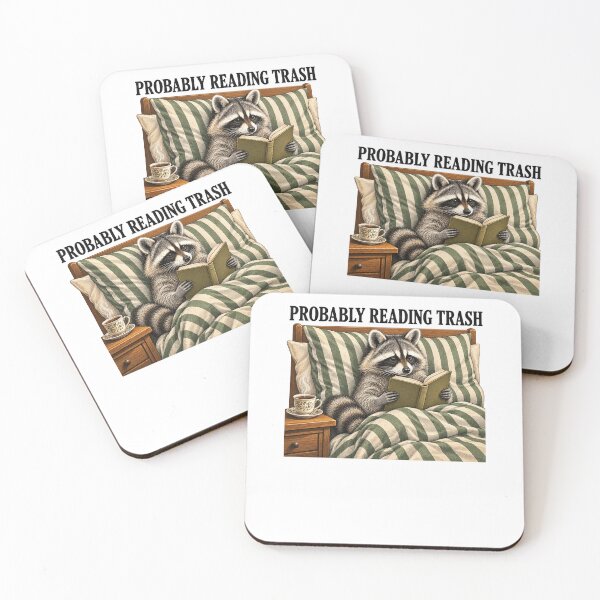 Item preview, Raccoon Reading In Bed Probably Reading Trash designed and sold by elderberry.