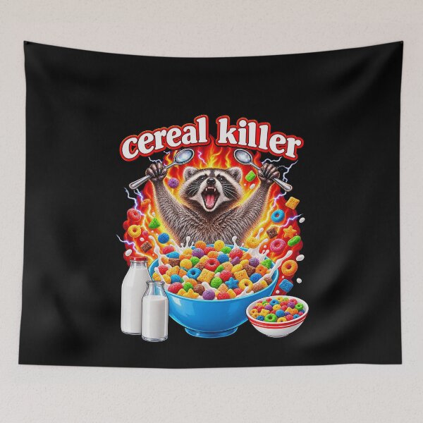 Item preview, Cereal Killer Raccoon Breakfast Pun designed and sold by elderberry.