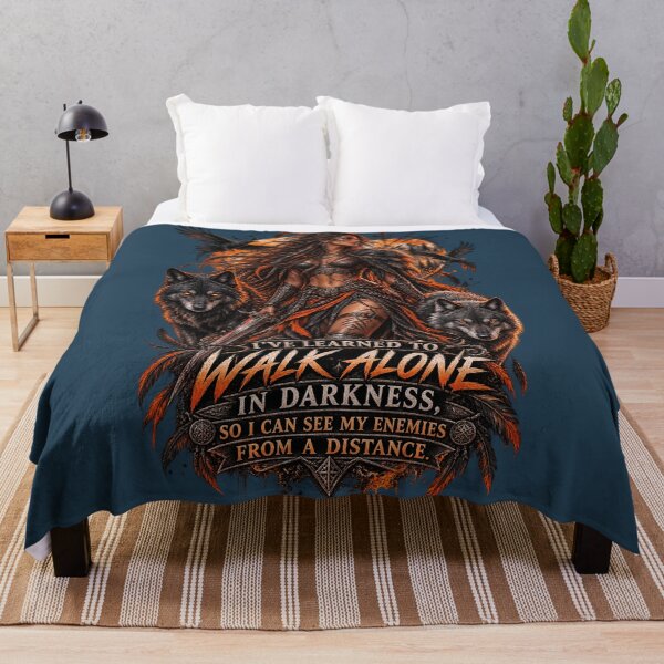 Item preview, I’ve Learned to Walk Alone in Darkness – Warrior Woman & Wolves designed and sold by The KarmIQsphere Collective.