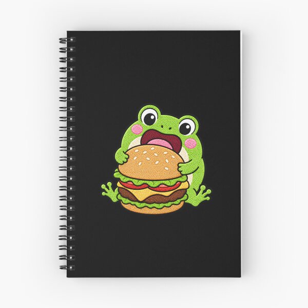 Item preview, Hungry Frog Eating Burger Kawaii Embroidery Patch designed and sold by ColorSplash123.