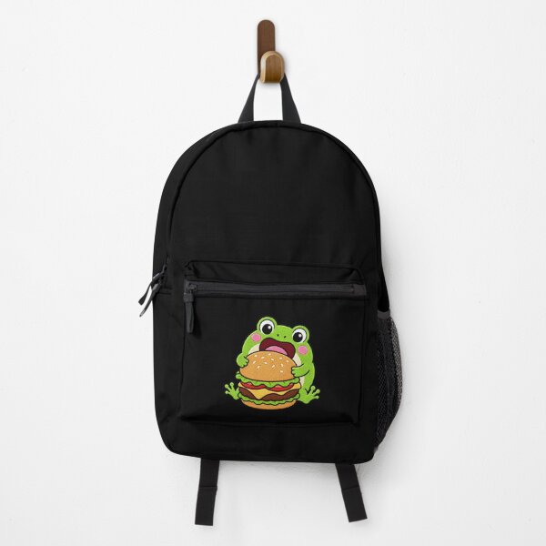 Item preview, Hungry Frog Eating Burger Kawaii Embroidery Patch designed and sold by ColorSplash123.