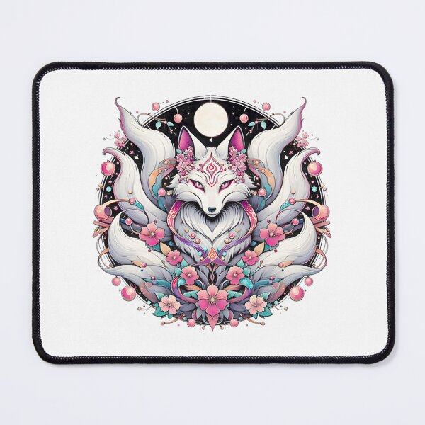 Item preview, Enchanting Kitsune Surrounded By Flowers And Moonlit Magic LIMITED EDITION designed and sold by YoussefQarbi.