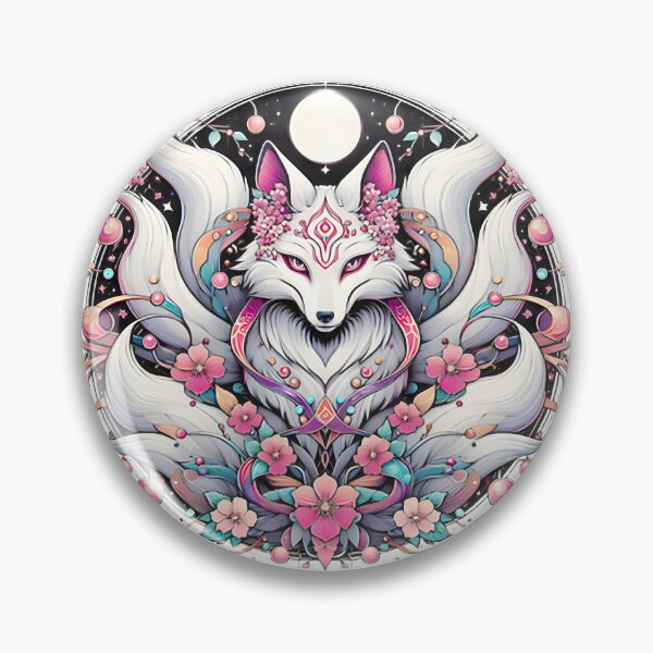 Item preview, Enchanting Kitsune Surrounded By Flowers And Moonlit Magic LIMITED EDITION designed and sold by YoussefQarbi.