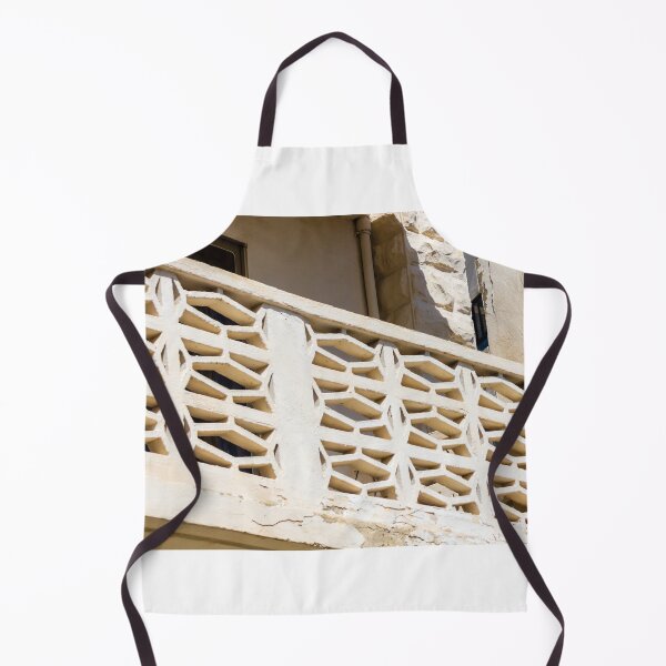 Item preview, Sunlit Beige Concrete Breeze Block Balcony With Midcentury Decorative Screen And Textured Stucco Facade designed and sold by Nmallia.
