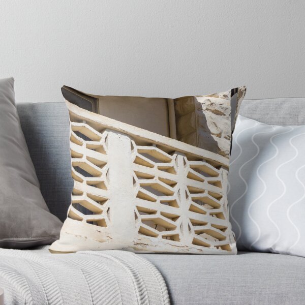 Item preview, Sunlit Beige Concrete Breeze Block Balcony With Midcentury Decorative Screen And Textured Stucco Facade designed and sold by Nmallia.