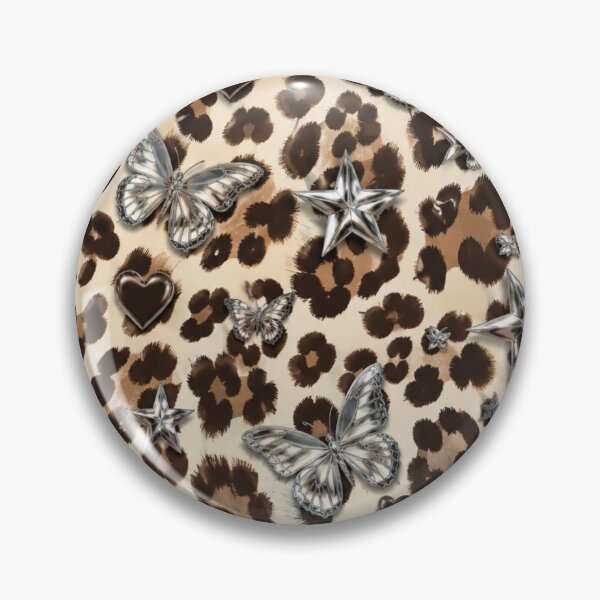 Item preview, Y2K Silver Chrome Leopard Print Butterfly Stars Pattern designed and sold by PACS0011.