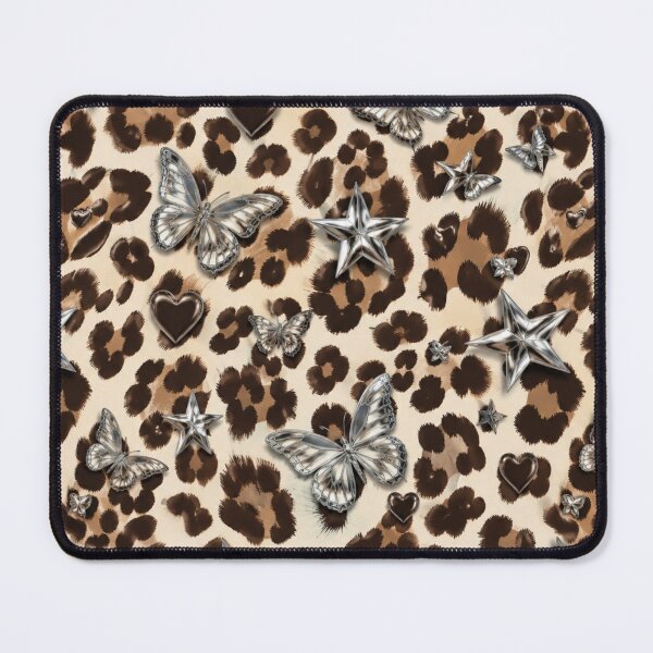 Item preview, Y2K Silver Chrome Leopard Print Butterfly Stars Pattern designed and sold by PACS0011.