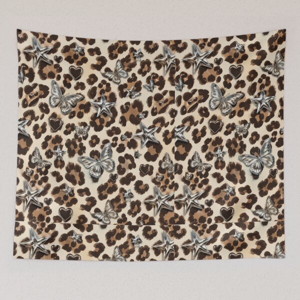 Item preview, Y2K Silver Chrome Leopard Print Butterfly Stars Pattern designed and sold by PACS0011.