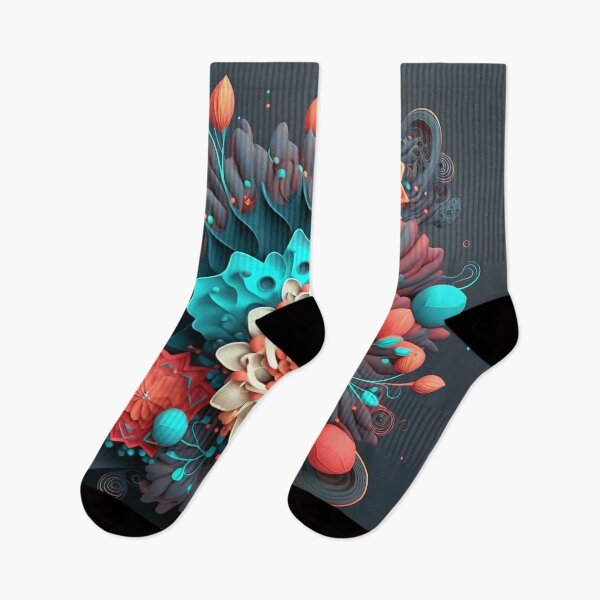 Item preview, Turquoise Blooms on Grey Blue designed and sold by RAGANADesign.