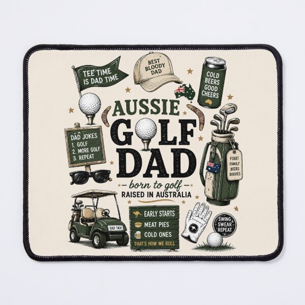 Item preview, Aussie Golf Dad Collage Born To Golf Raised In Australia Golf Dad Life Tee designed and sold by Yellowriversss.