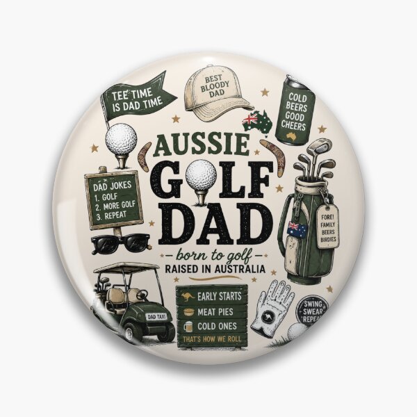 Item preview, Aussie Golf Dad Collage Born To Golf Raised In Australia Golf Dad Life Tee designed and sold by Yellowriversss.