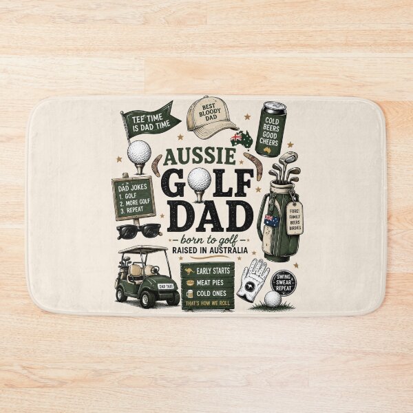 Item preview, Aussie Golf Dad Collage Born To Golf Raised In Australia Golf Dad Life Tee designed and sold by Yellowriversss.
