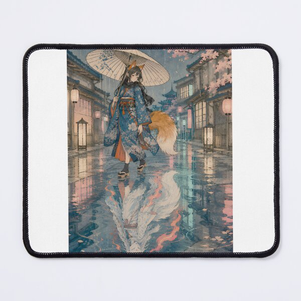 Item preview, Urban Neon Fox Vintage Japanese Kitsune Girl Ukiyoe Woodblock LIMITED EDITION designed and sold by YoussefQarbi.