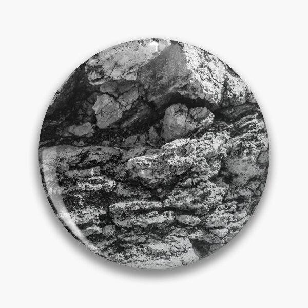 Item preview, Rugged Rock Texture Close-Up In Black And White Showing Layered Stone And Geological Detail designed and sold by Nmallia.