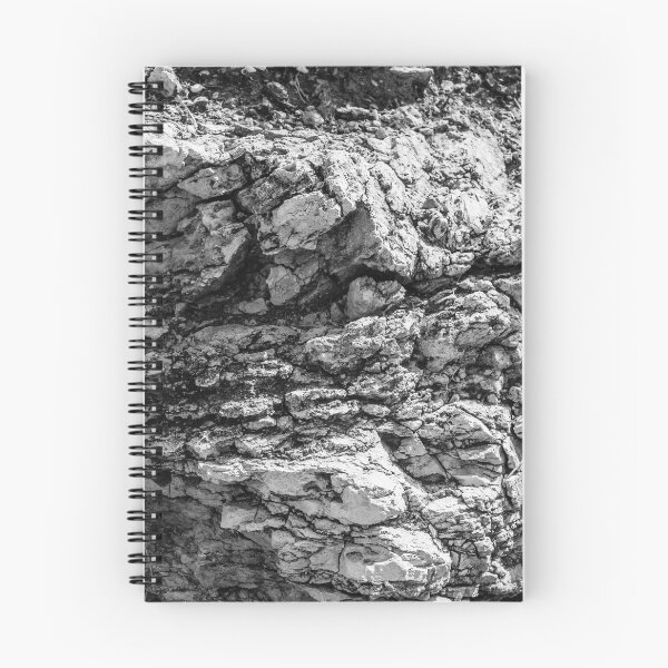 Item preview, Rugged Rock Texture Close-Up In Black And White Showing Layered Stone And Geological Detail designed and sold by Nmallia.