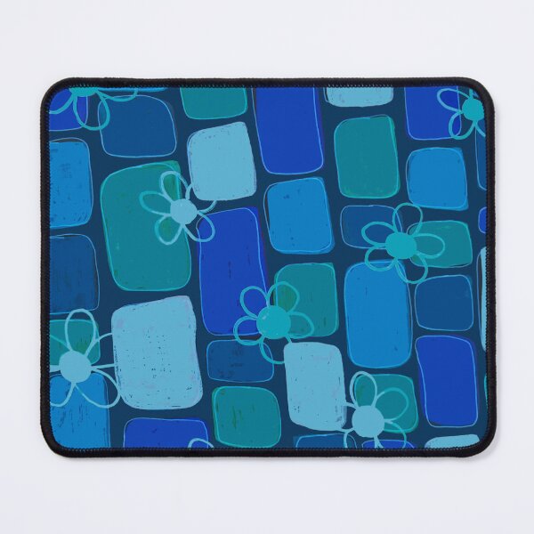 Item preview, Blue Retro Floral Geometric Pattern designed and sold by Honeybee Cameron.