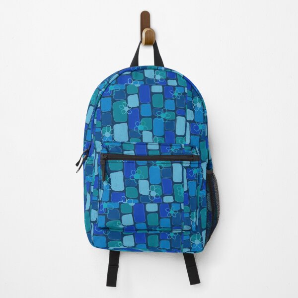 Item preview, Blue Retro Floral Geometric Pattern designed and sold by Honeybee Cameron.