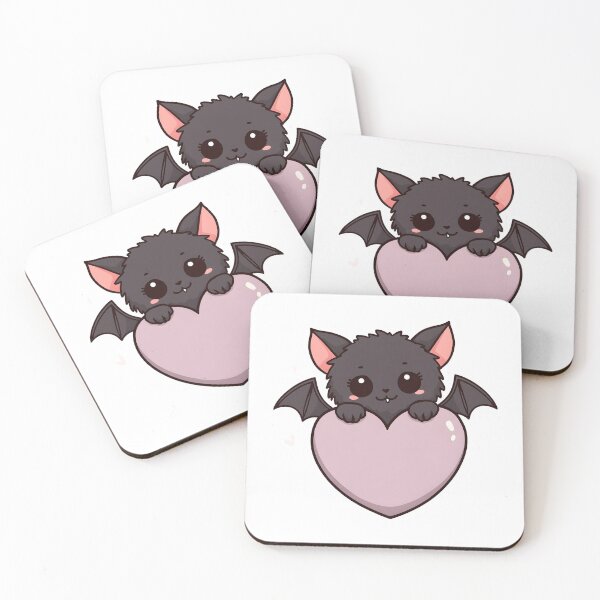 Item preview, Cute Kawaii Bat Holding Pink Heart – Adorable Gothic Love Halloween Sticker & T-Shirt designed and sold by ColorClouds.