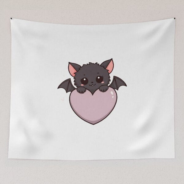 Item preview, Cute Kawaii Bat Holding Pink Heart – Adorable Gothic Love Halloween Sticker & T-Shirt designed and sold by ColorClouds.