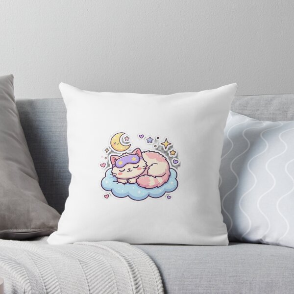 Item preview, Kawaii Sleepy Cat on a Cloud Pastel Sticker designed and sold by Tinydoodlenest .