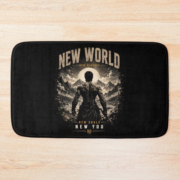 Item preview, New World New Mindset New Goals New You – Warrior Mountain Gym Motivation designed and sold by DreamcraftLK.