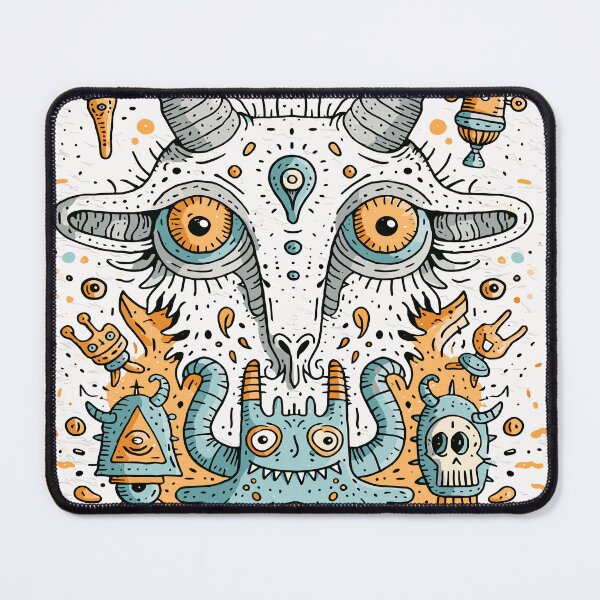 Item preview, Whimsical Occult Goat Head Creature Illustration designed and sold by Romgora.