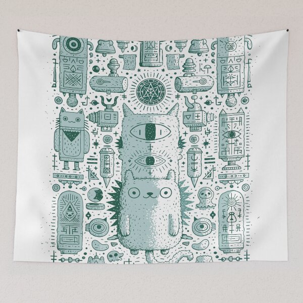 Item preview, Whimsical Cosmic Alien Cat Stack Doodle designed and sold by Romgora.