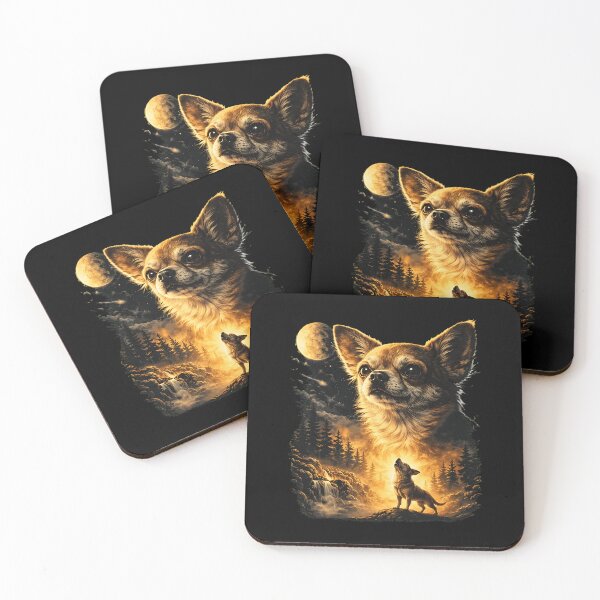 Item preview, Chihuahua Moon Howl Forest Waterfall Art designed and sold by OlyvieArt.