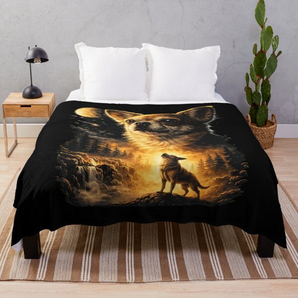 Item preview, Chihuahua Moon Howl Forest Waterfall Art designed and sold by OlyvieArt.