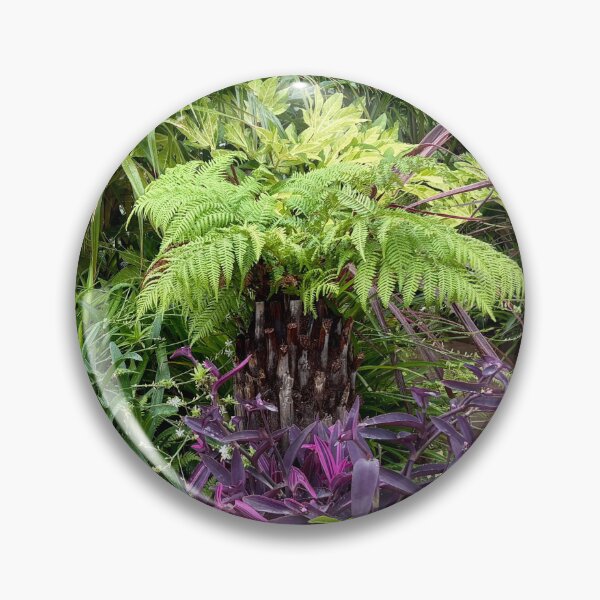 Item preview, Lush Green Tree Fern Fronds and Deep Purple Tradescantia Foliage Art designed and sold by HistoryDesigns.