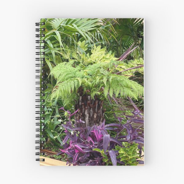 Item preview, Lush Green Tree Fern Fronds and Deep Purple Tradescantia Foliage Art designed and sold by HistoryDesigns.