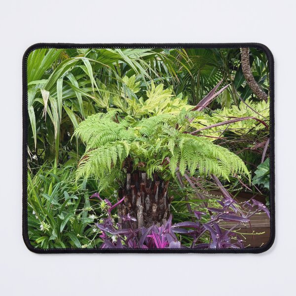 Item preview, Lush Green Tree Fern Fronds and Deep Purple Tradescantia Foliage Art designed and sold by HistoryDesigns.