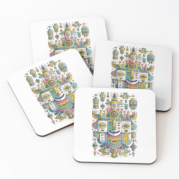Item preview, Vibrant Abstract Tribal Robot Art designed and sold by Romgora.