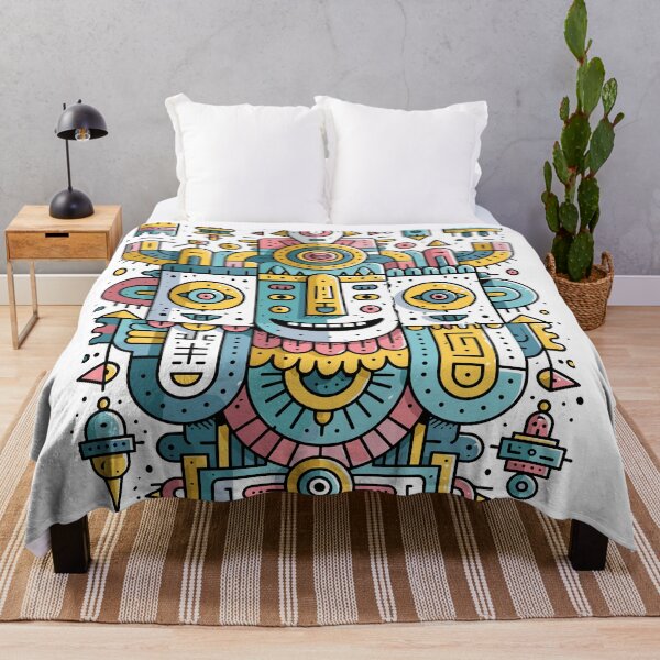 Item preview, Vibrant Abstract Tribal Robot Art designed and sold by Romgora.