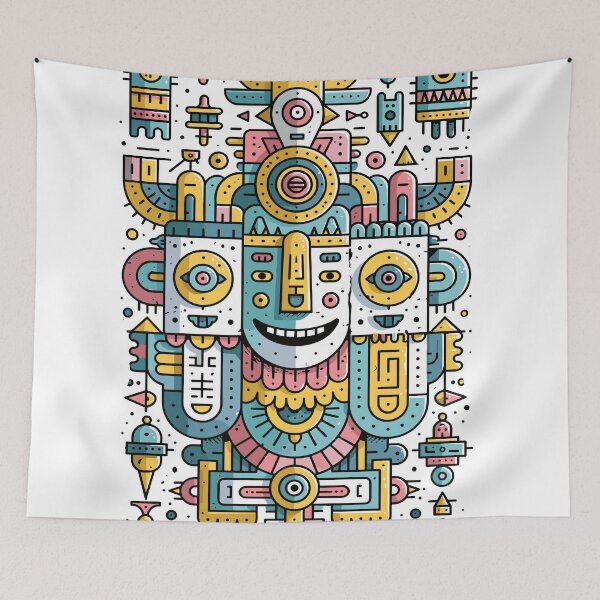 Item preview, Vibrant Abstract Tribal Robot Art designed and sold by Romgora.