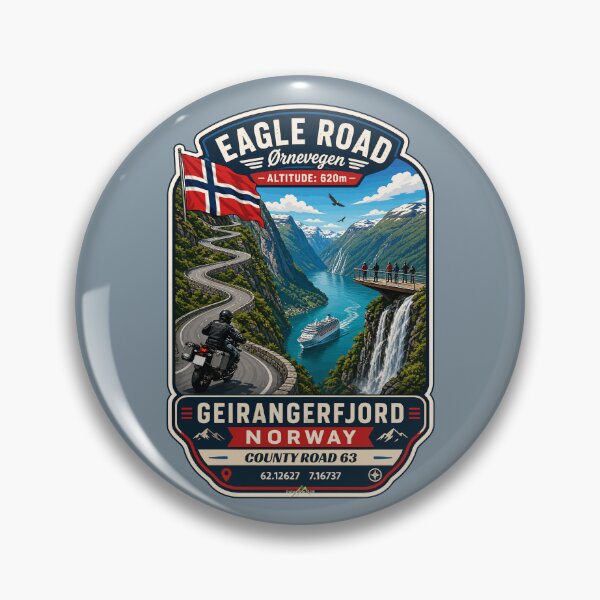 Item preview, Eagle Road Norway Geiranger Scenic Mountain Pass Motorcycle Sticker TShirt 03 designed and sold by OuterShellUK.
