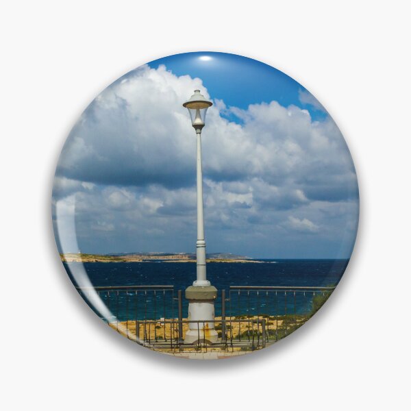 Item preview, Seaside Promenade View With Lamp Post Between Benches Overlooking Blue Ocean and Dramatic Cloudscape designed and sold by Nmallia.