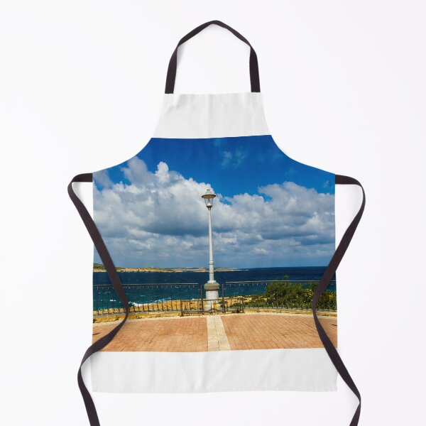 Item preview, Seaside Promenade View With Lamp Post Between Benches Overlooking Blue Ocean and Dramatic Cloudscape designed and sold by Nmallia.