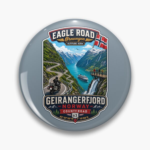 Item preview, Eagle Road Norway Geiranger Scenic Mountain Pass Motorcycle Sticker TShirt 04 designed and sold by OuterShellUK.