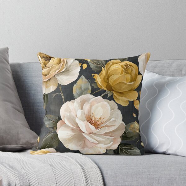 Item preview, Golden Ivory Roses on Midnight Botanical designed and sold by haleymaree.