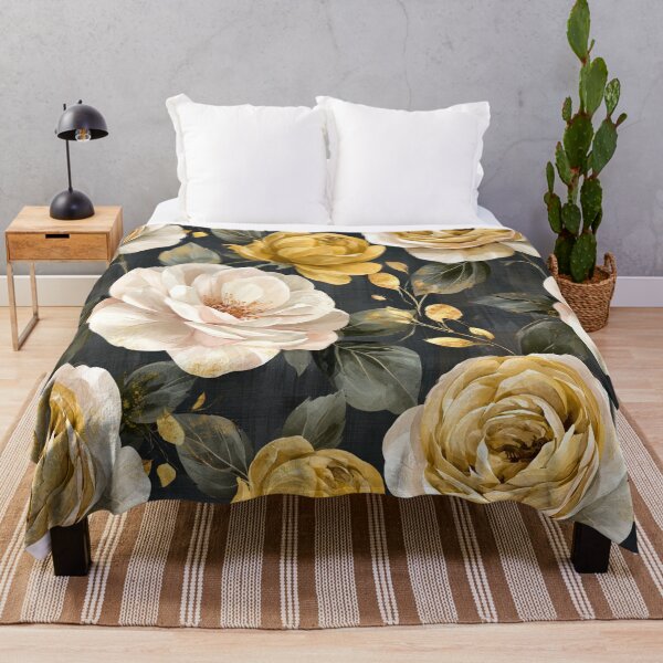Item preview, Golden Ivory Roses on Midnight Botanical designed and sold by haleymaree.