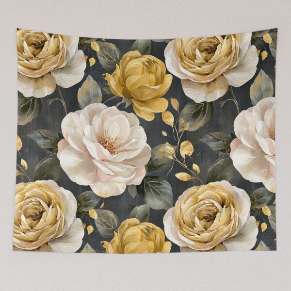 Item preview, Golden Ivory Roses on Midnight Botanical designed and sold by haleymaree.