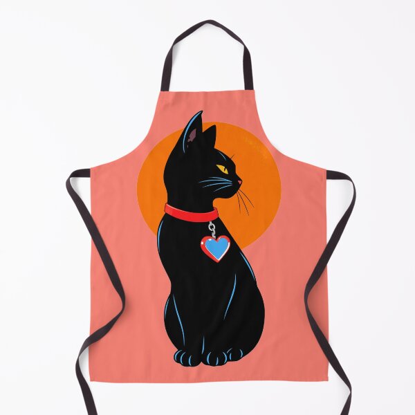 Item preview, Sitting Black Cat with Blue Heart Collar designed and sold by KungPowUnicorn.